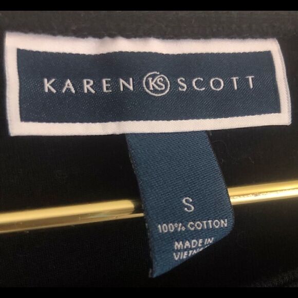 Karen Scott Black 3/4 Length Slv Bedazzled Shirt - Picture 4 of 4